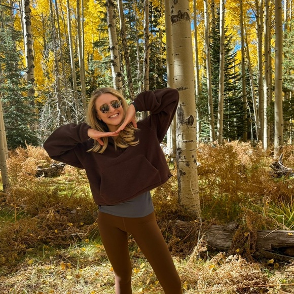 Outdoor Voices Brown Primo Fleece 1/4 Zip Hoodie - Picture 5 of 14